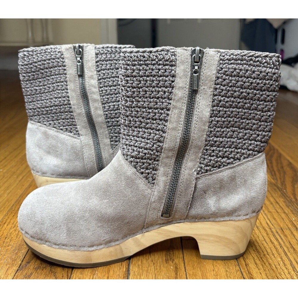 The Sak Paloma Clog Boots Mushroom Suede Crochet Knit Wooden Heel Women's 9 - Picture 8 of 10